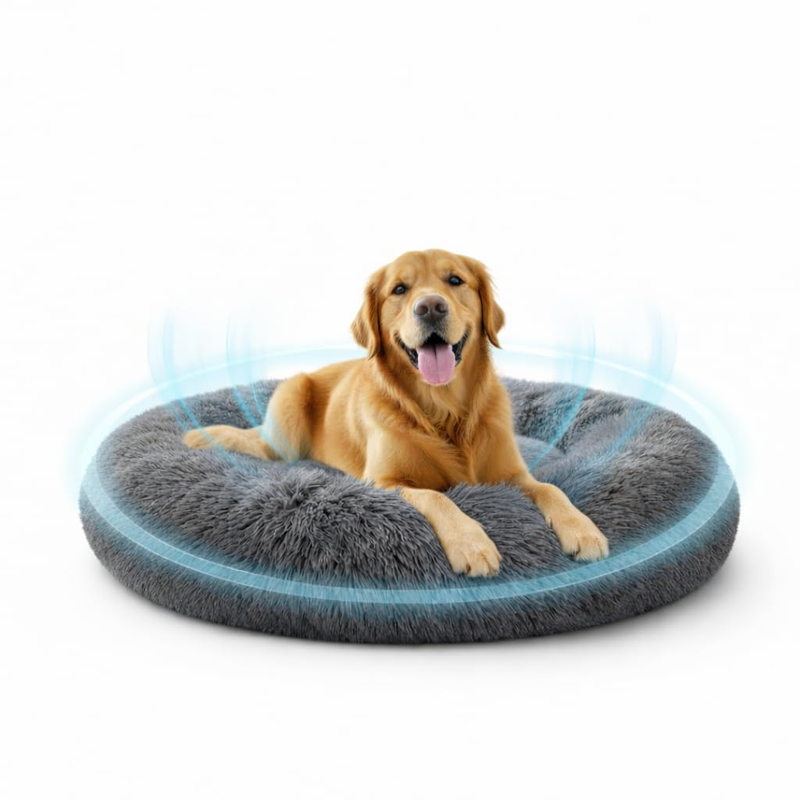 Grey Plush Donut Comfort Cushion