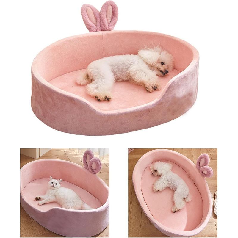 Plush Bunny Ear Oval Pet Bed
