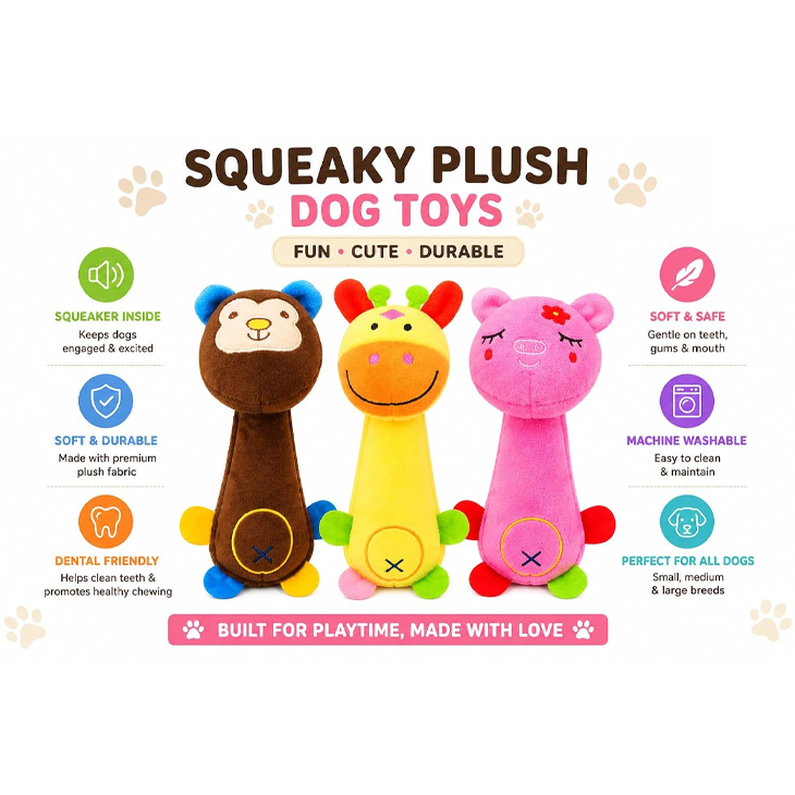 Giraffe Squeaky Plush Chew Toy