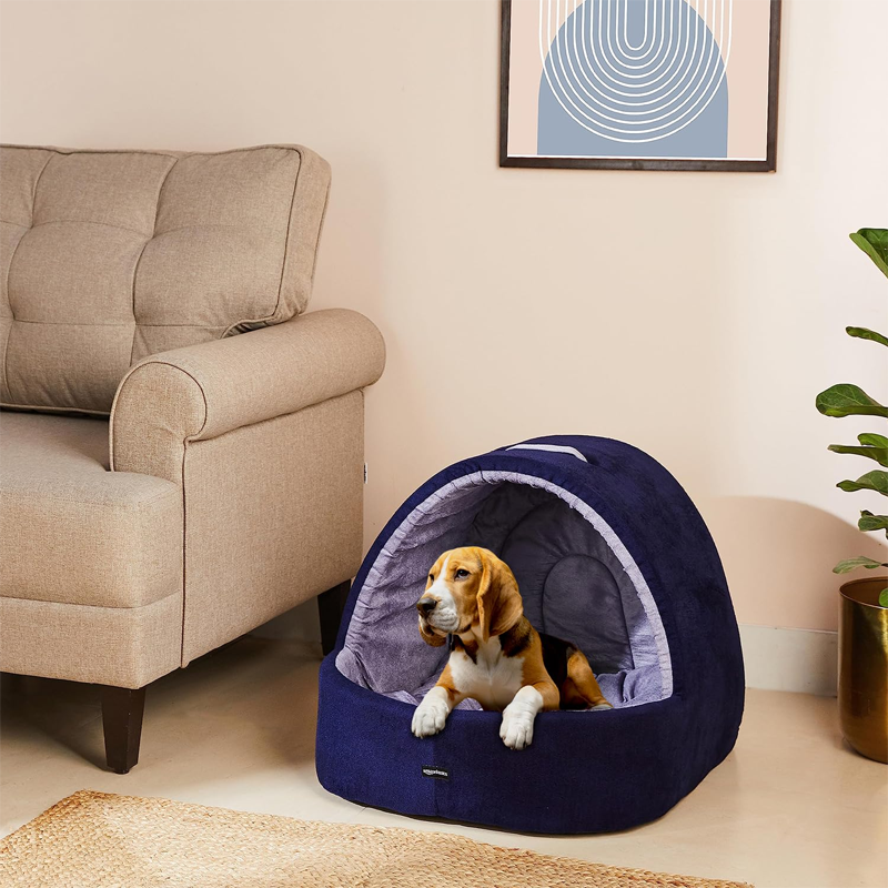 Cozy Velvet Covered Pet Hideaway Bed