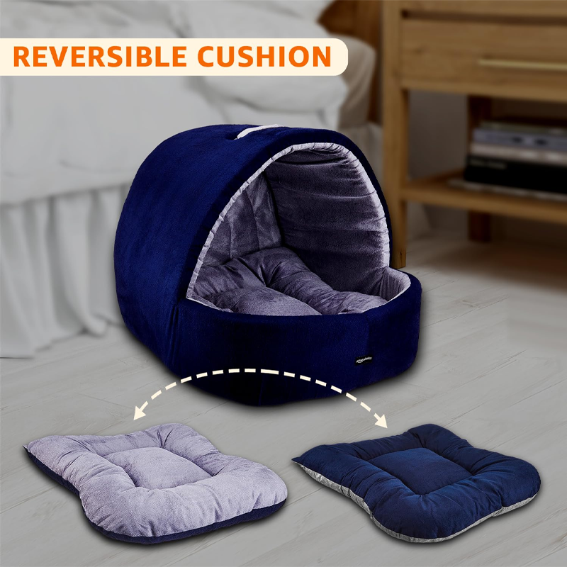 Cozy Velvet Covered Pet Hideaway Bed