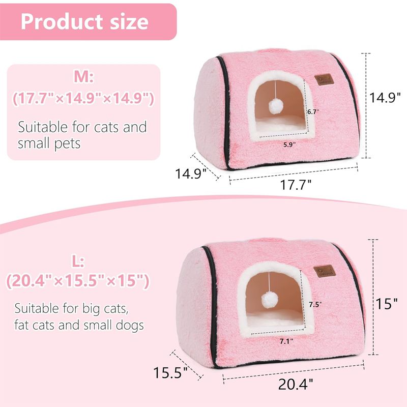 Pink Enclosed Plush Cat Hideaway
