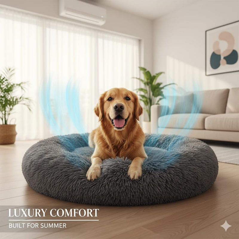 Grey Plush Donut Comfort Cushion