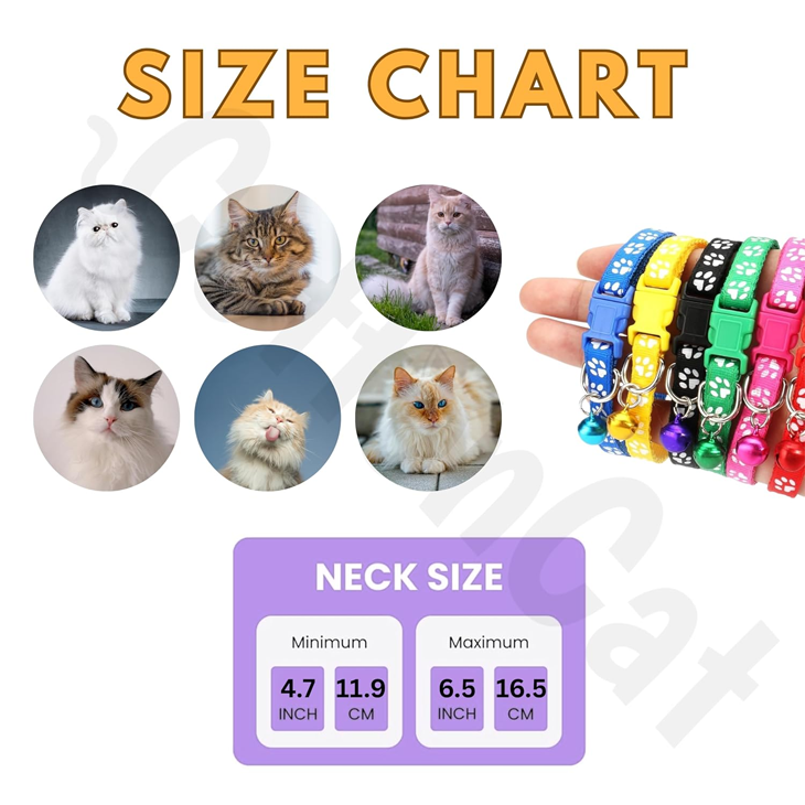 Pawprint Bell Breakaway Cat Collar