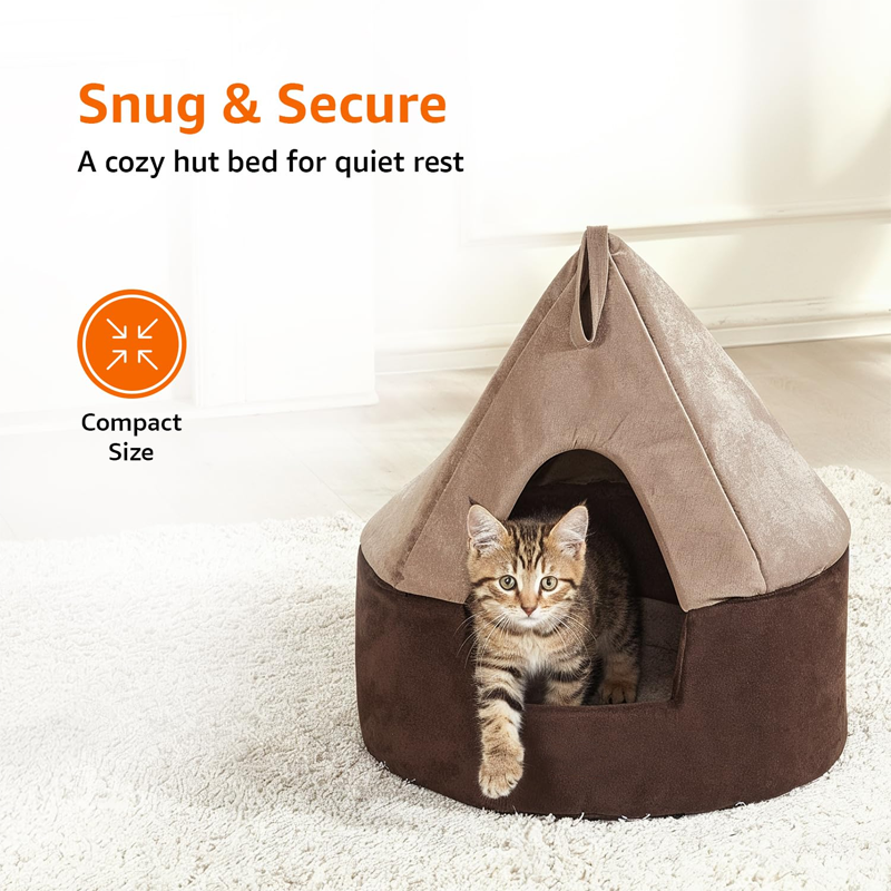 Velvet Covered Taupe Cat Hideaway