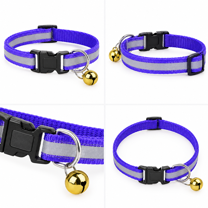 Multicolor Bell Nylon Cat Collar Set