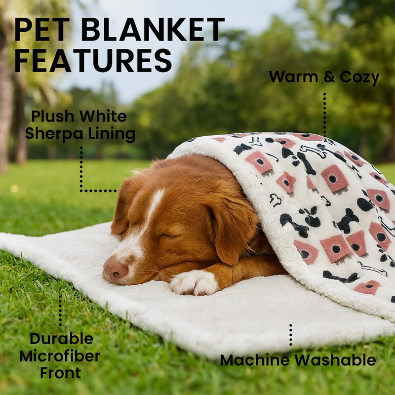 Bone Print Cozy Fleece Pet Blanket
