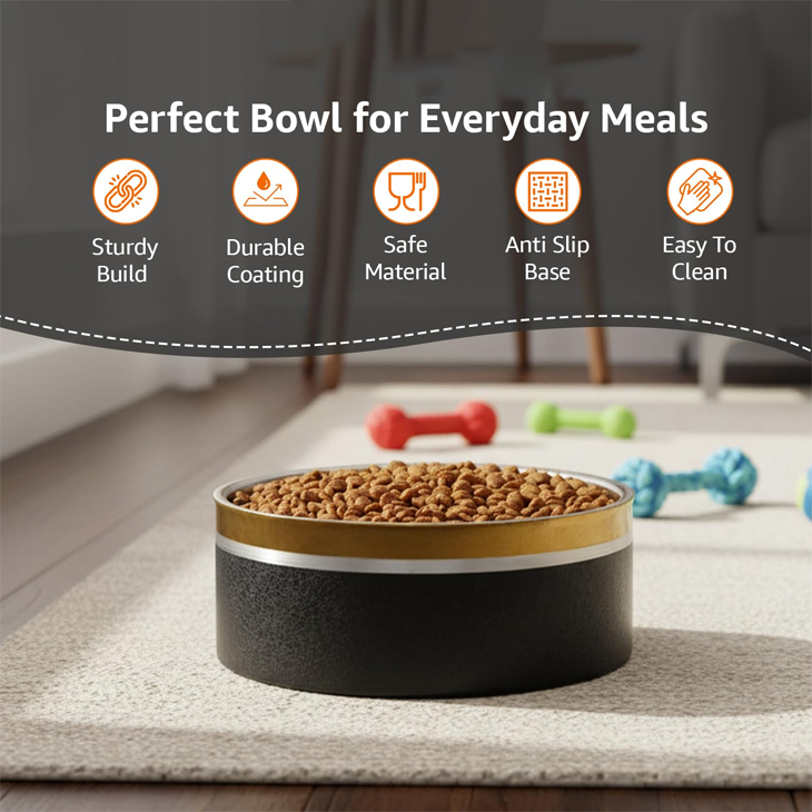 Double Wall Metal Pet Feeding Bowl