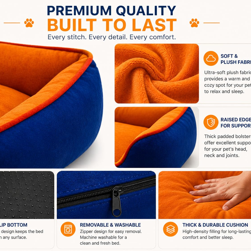 Plush Raised Side Pet Sofa