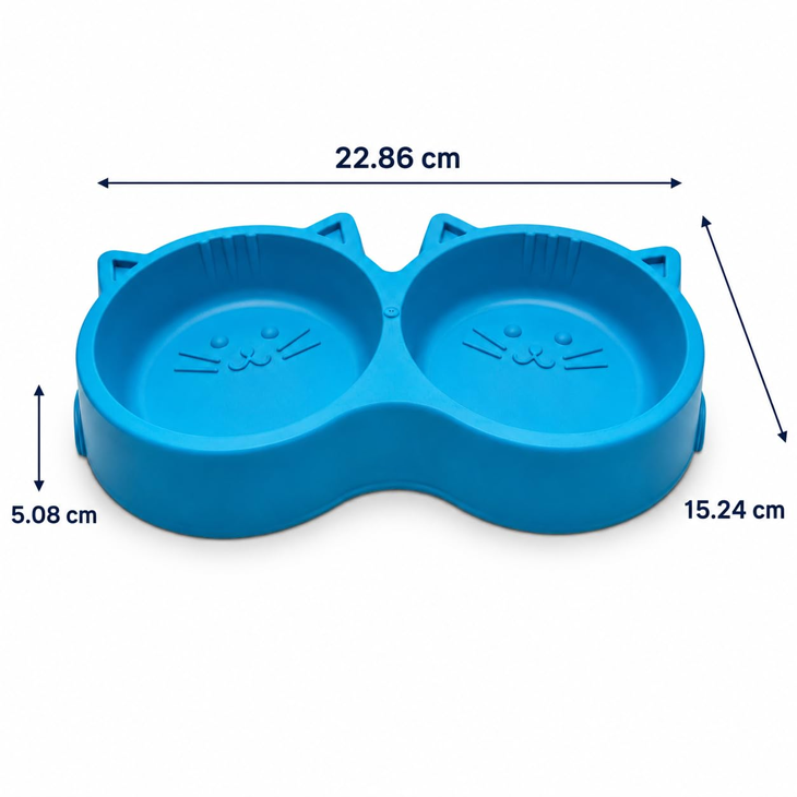 Twin Cat Face Pet Feeding Bowl