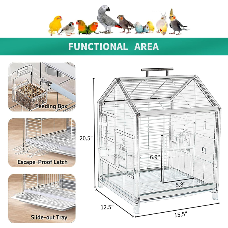 Portable Aluminum Alloy Bird Travel Cage